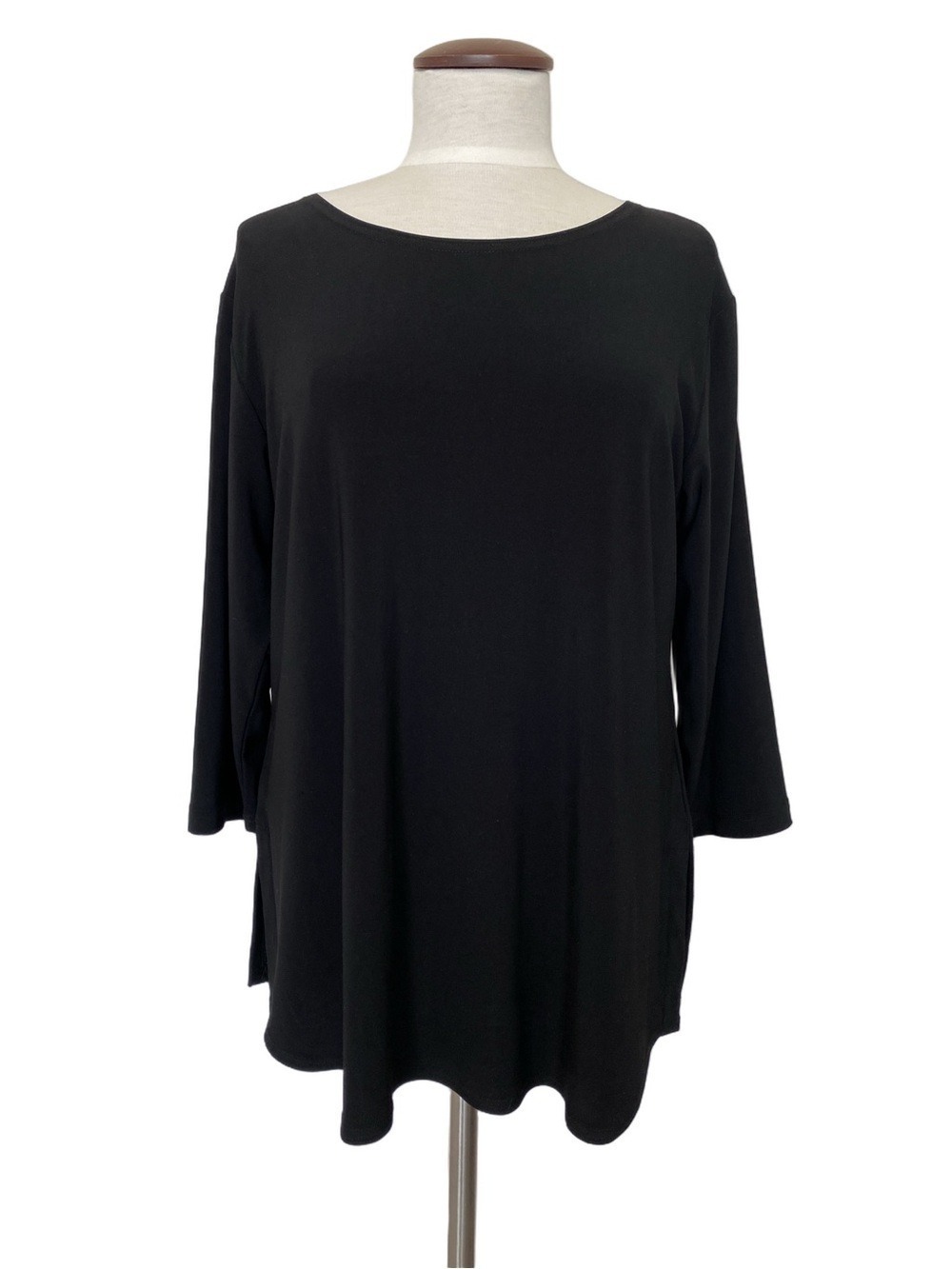Sympli Jersey Tunic Top 3/4 Sleeve Black Stretch Size 14